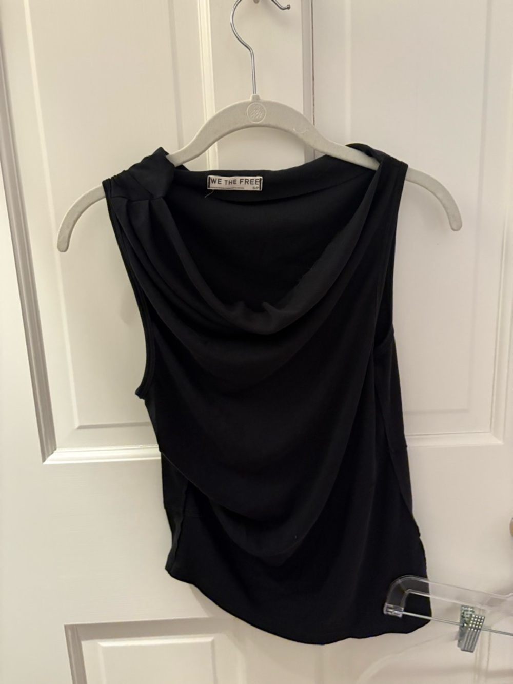 We The Free Black Draped Cowl Neck Tank